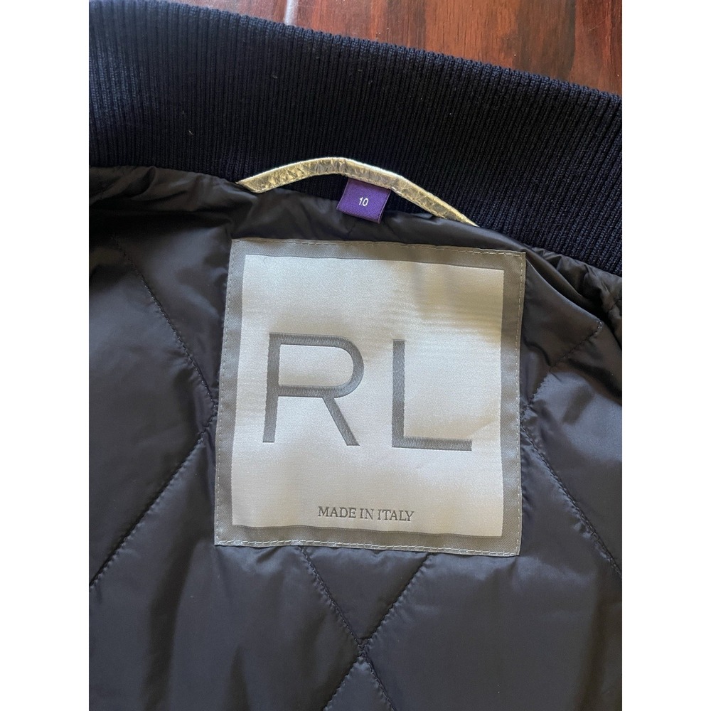 Ralph Lauren Collection Juliet Beaded Lamb Leather Bomber Jacket Silver Size 10 - Picture 9 of 16